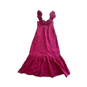 FARM Rio Bright Fuchsia Ruffled Strap Maxi Dress